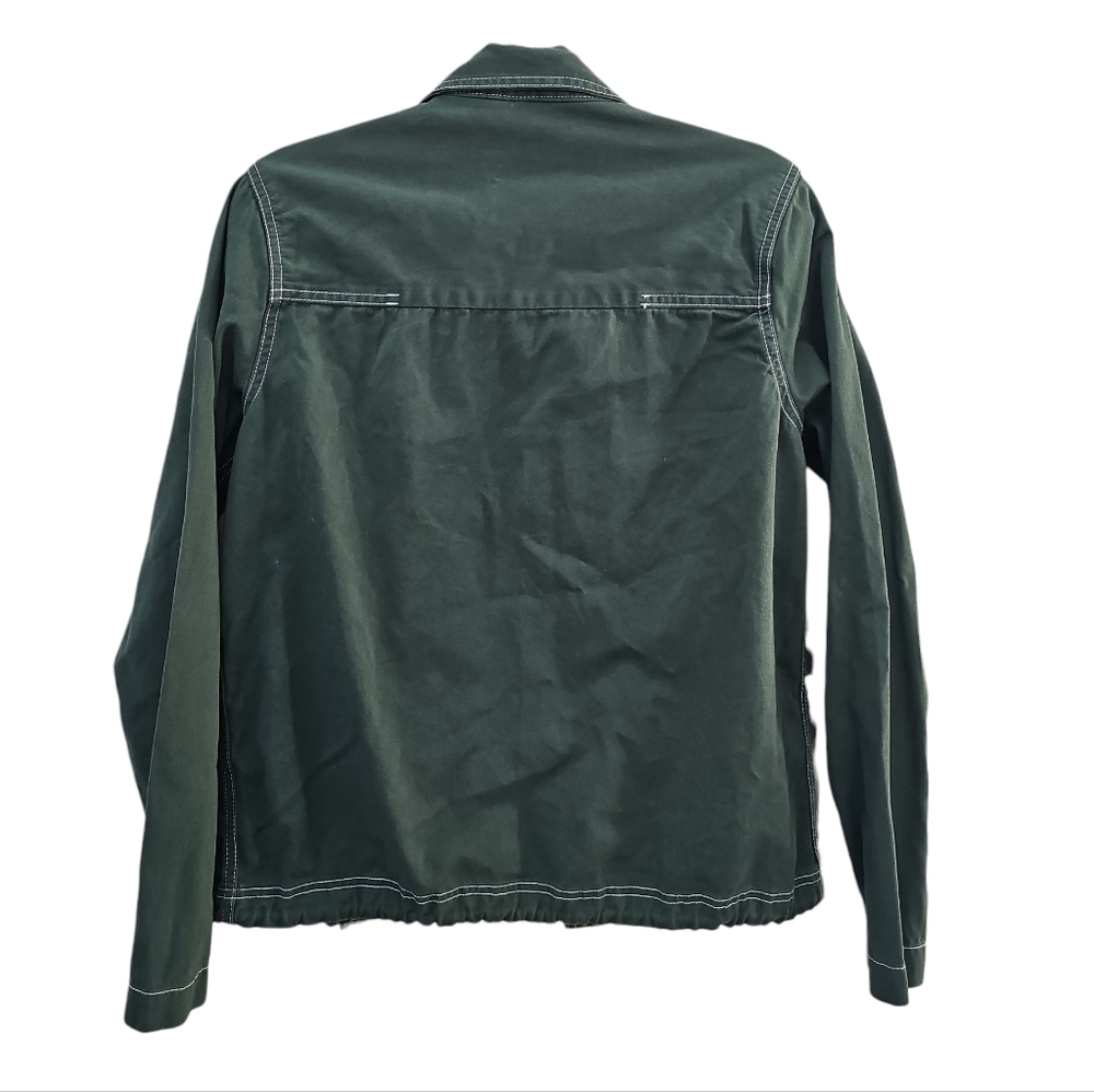Native Youth Mens Jensen Topstitched Denim Trucker Jacket Size S Green Casual - Picture 2 of 3